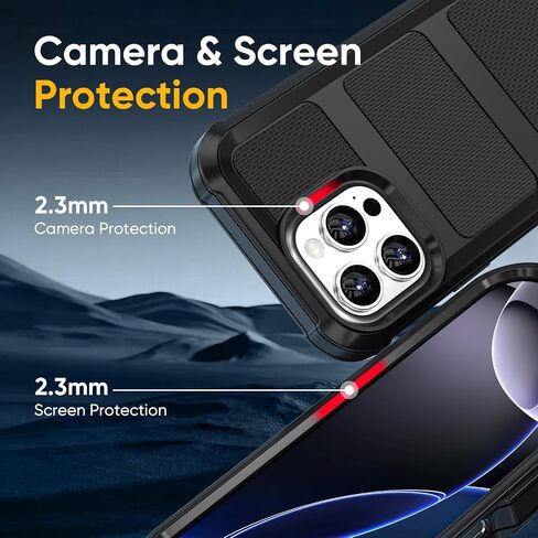 Defender Series for iPhone 15 Pro Max Case with Belt Clip Holster, 360°Rotating Kickstand, Heavy Duty Protection Phone Case, Non Slip Textured Back, Rugged & Durable, Black in Saudi Arabia