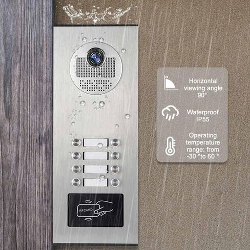 Video Apartment Intercom System,6 Units 7 inch Monitor Wired Video Door Phone Kit,Indoor Outdoor Video Doorbell,ID Keyfobs Unlock,2 Way Audio,6-Screen for Home Apartment (1 Doorbell+12 Monitor) in Kuwait
