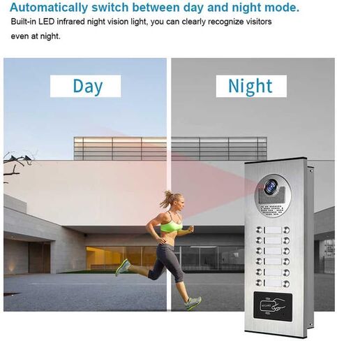 Video Apartment Intercom System,6 Units 7 inch Monitor Wired Video Door Phone Kit,Indoor Outdoor Video Doorbell,ID Keyfobs Unlock,2 Way Audio,6-Screen for Home Apartment (1 Doorbell+12 Monitor) in Kuwait