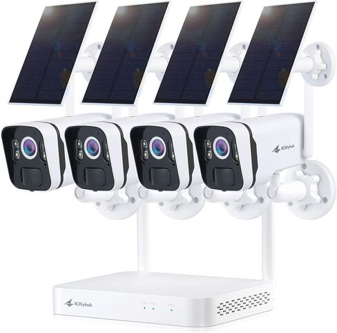 Kittyhok Solar Home Security Camera ، 4pcs 2k ultra Solar Cameras Wireless Outdoor ، الكشف البشري الذكي ، الأضواء ، Forever Power ، 10ch NVR ، 60 يومًا تخزينًا محليًا ، 0 رسوم شهرية in Saudi Arabia