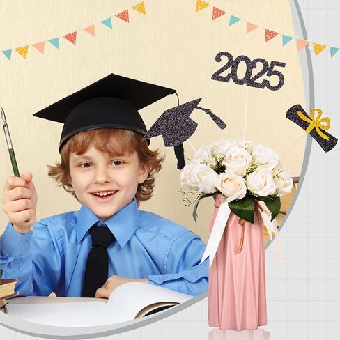 12 Pieces Glitter Graduation Centerpiece Sticks, 2024 Centerpiece Sticks, 2024 Picks Cake Topper Floral Picks for Class of 2024 High School College Graduation Party (Gold) in Saudi Arabia