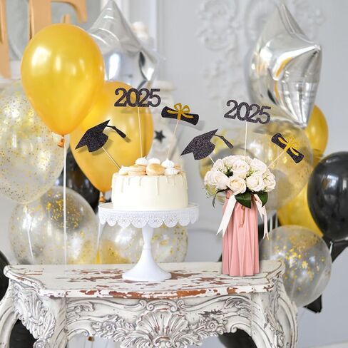 12 Pieces Glitter Graduation Centerpiece Sticks, 2024 Centerpiece Sticks, 2024 Picks Cake Topper Floral Picks for Class of 2024 High School College Graduation Party (Gold) in Saudi Arabia
