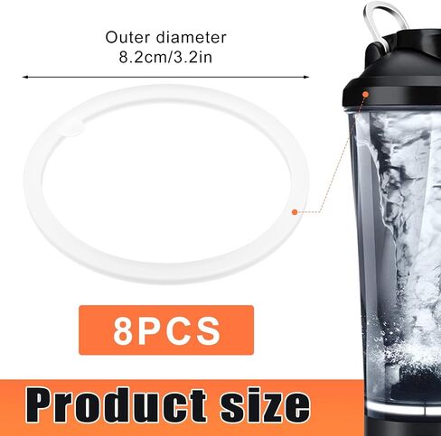 8PCS Gasket Replacement for VOLTRX Electric Protein Shaker Bottle 24oz, Silicone Water Bottle Sealing Ring Gaskets Seal Accessories Leak-Proof,Replacement Seal Part for Spout Lid BPA-Free in Saudi Arabia
