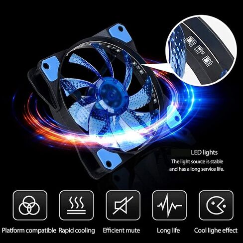 Mute 12cm 33 LEDs RGB Light Cooling Fan Heatsink for Computer PC Case Computer Cooling Fan(C) in Saudi Arabia