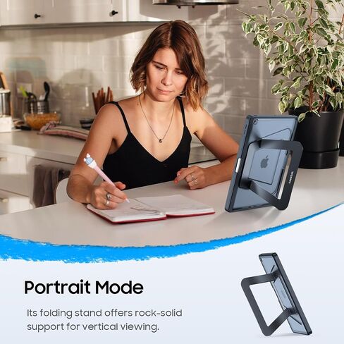 Fintie Shockproof Case for iPad 9th Generation (2021) / 8th Generation (2020) / 7th Gen (2019) 10.2 Inch - [Built-in Pencil Holder] Slim Frosted Protective Cover with Multi-Angle Kickstand, Black in Saudi Arabia