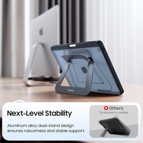 Fintie Shockproof Case for iPad 9th Generation (2021) / 8th Generation (2020) / 7th Gen (2019) 10.2 Inch - [Built-in Pencil Holder] Slim Frosted Protective Cover with Multi-Angle Kickstand, Black in Saudi Arabia