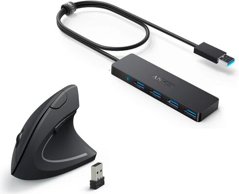 Anker 4-Port USB 3.0 HUB ، فولت بيانات USB HUB 2.4G اللاسلكي الرأسي الماوس البصري الرأسي اللاسلكي in Saudi Arabia