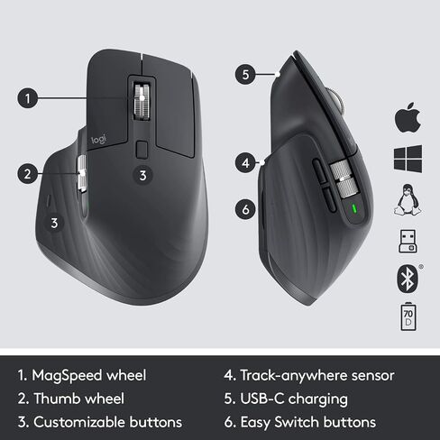 Logitech MX Master 3 Advanced Wireless Mouse - Graphite (Renewed) in Saudi Arabia