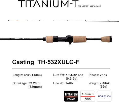 Purelure Titanium-T Ultralight Fishing قضيب الغزل والصب لسمك سمك السلمون المرقط ، وقضيب BFS من ألياف الكربون 2PCs ، و Titanium Tip & Guides ، ومقبض Cork ، و 5-6 قدم قضيب Xul ، وعمل سريع/معتدل in Kuwait