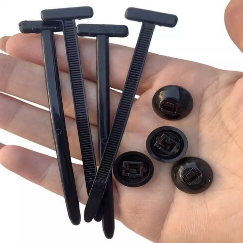 20pcs Black Nylon Cable Tie Buckle – Self-Locking Fasteners with Pin & Button, UV Resistant for Car Daily Fixing & Plastic Tie Applications(20) in Kuwait