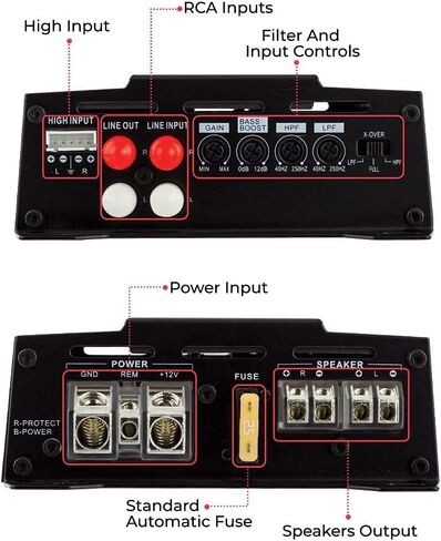 DS18 Candy -X2B Amplifier in Black - Class D ، 2 قنوات ، 800 واط كحد أقصى ، الرقمية ، 2/4 أوم - لا تضحي بالمساحة من أجل السلطة - مضغوط مصغرة أمبلير للمتحدثين في نظام صوت السيارة (متجدد) in Kuwait