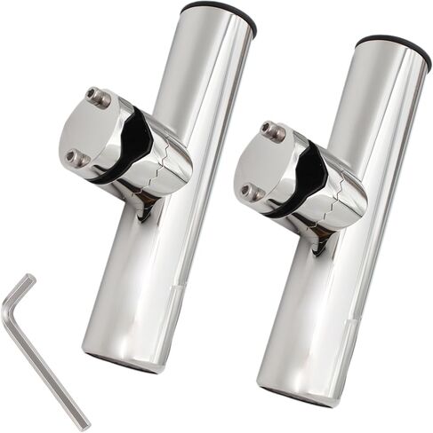 2PCS Fishing Rod Holder, 316 Stainless Steel Clamp on Rod Holders for Boat 3/4“ to 1", Rail Mount Rod Holder for Marine Boat, Fishing Boat, Pontoon, Jon Boat in Saudi Arabia