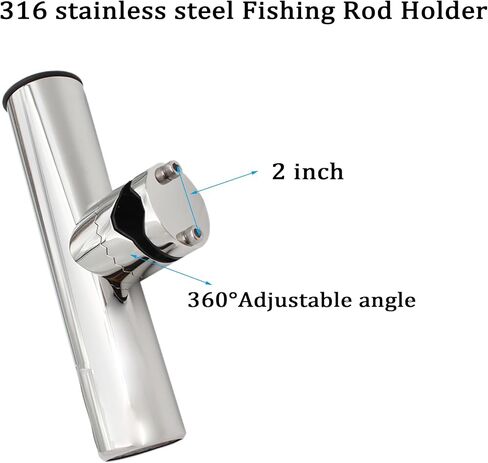 2PCS Fishing Rod Holder, 316 Stainless Steel Clamp on Rod Holders for Boat 3/4“ to 1", Rail Mount Rod Holder for Marine Boat, Fishing Boat, Pontoon, Jon Boat in Saudi Arabia