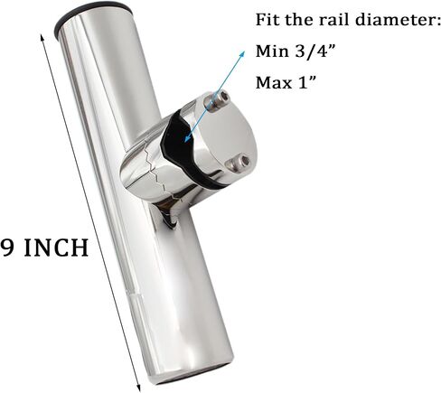 2PCS Fishing Rod Holder, 316 Stainless Steel Clamp on Rod Holders for Boat 3/4“ to 1", Rail Mount Rod Holder for Marine Boat, Fishing Boat, Pontoon, Jon Boat in Saudi Arabia