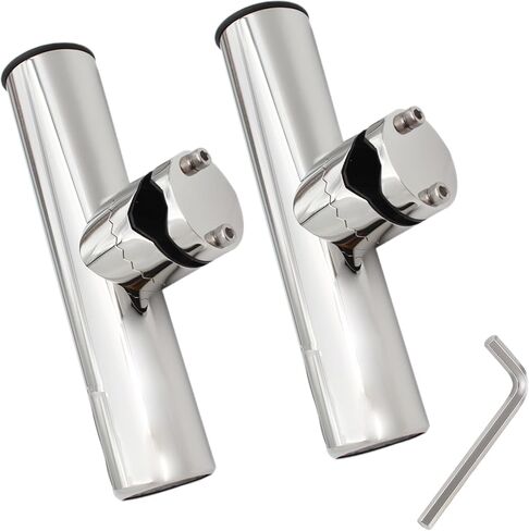 2PCS Fishing Rod Holder, 316 Stainless Steel Clamp on Rod Holders for Boat 3/4“ to 1", Rail Mount Rod Holder for Marine Boat, Fishing Boat, Pontoon, Jon Boat in Saudi Arabia