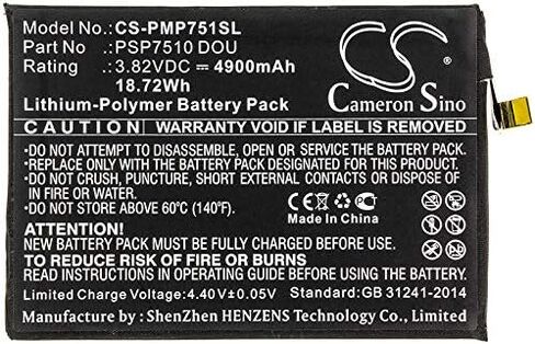 Replacement Battery Compatible for PSP7510 DOU Muze C7 Duo (4900mAh/3.82V), PSP7510 DOU Battery in Saudi Arabia