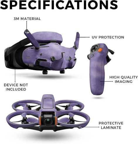 Drone Skin Compatible with DJI Avata 2 Bundle (2024) - Purple Airbrush - Premium 3M Vinyl Protective Wrap Decal Cover - Easy to Apply | Crafted in The USA by MightySkins in Saudi Arabia