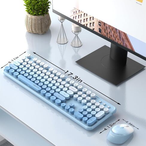 Xubotie Wireless Keyboard و Mouse Combo ، 104-IDELL COLLULLEAL KEYCAP ، تخطيط QWERTY ، 2.4 جيجا هرتز ، زر الطاقة ، تشغيل PLUCT لجهاز الكمبيوتر المحمول للكمبيوتر (الأزرق) in Kuwait