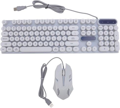 ASIXXSIX Matewriter Style Mechanical Gaming Keyboard ، Lacklit 1600DPI Retro Punk Ceycaps ، USB Catewriter Keyboard و Mouse Combo for PC Laptop Gamerr (D500 Black) in Kuwait