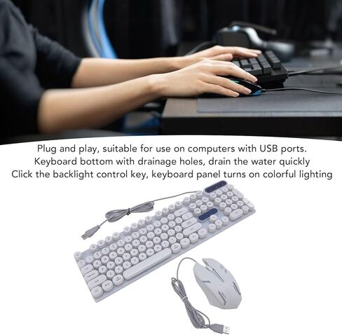 ASIXXSIX Matewriter Style Mechanical Gaming Keyboard ، Lacklit 1600DPI Retro Punk Ceycaps ، USB Catewriter Keyboard و Mouse Combo for PC Laptop Gamerr (D500 Black) in Kuwait