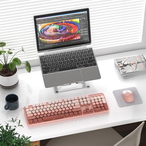 Xubotie Wireless Keyboard و Mouse Combo ، 104-IDELL COLLULLEAL KEYCAP ، تخطيط QWERTY ، 2.4 جيجا هرتز ، زر الطاقة ، تشغيل PLUCT لجهاز الكمبيوتر المحمول للكمبيوتر (الأزرق) in Kuwait