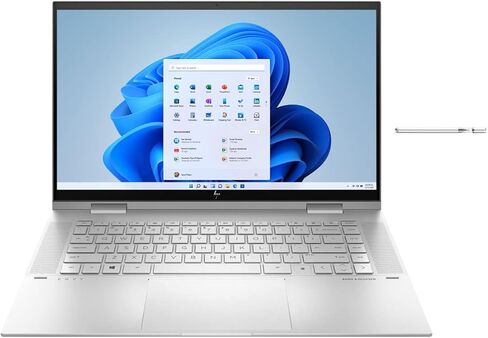 HP Envy X360 2-in-1 15.6 "FHD Touch-Screen Captop | 11th Generation Intel Core I7-1195G7 | لوحة المفاتيح الخلفية | بصمة الإضاءة | Windows 11 Home (Silver ، RAM 16GB | 512GB SSD) in Kuwait