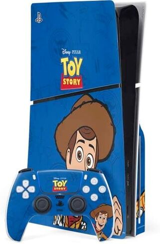 Skinit Decal Gaming Skin Compatible with PS5 Slim Disk Bundle - Officially Licensed Disney Toy Story Character Grid Design in Saudi Arabia