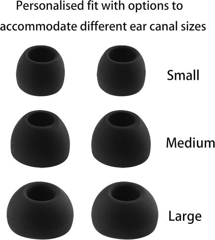 Replacement Silicone Ear Tips for JLab Go Sport+, JLab Go Air Sport, JLab Epic Air Sport ANC Gen 2, JLab Epic Air Sport ANC Wireless Earbuds, 6 Pairs (S/M/L, Black) in Saudi Arabia