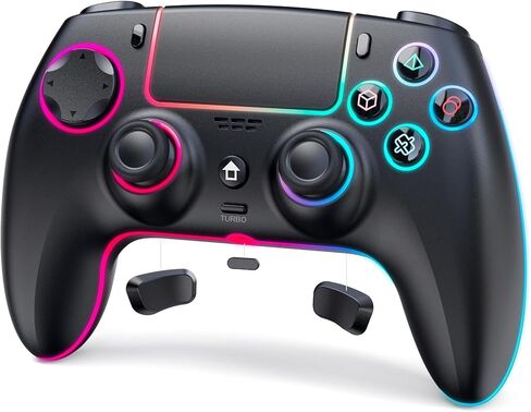 وحدة التحكم اللاسلكية AFMVV لـ PS5 مع LD RGB ، توربو ، اهتزاز مزدوج ، 6 محور جيررو ، لوحة اللمس ، مريح لوحدة التحكم PlayStation 5 ، متوافقة مع PlayStation 5/PC/Mac/iOS/Android/Steam in Kuwait