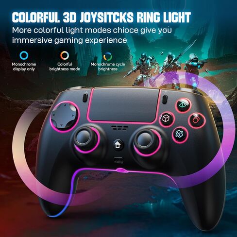 وحدة التحكم اللاسلكية AFMVV لـ PS5 مع LD RGB ، توربو ، اهتزاز مزدوج ، 6 محور جيررو ، لوحة اللمس ، مريح لوحدة التحكم PlayStation 5 ، متوافقة مع PlayStation 5/PC/Mac/iOS/Android/Steam in Kuwait