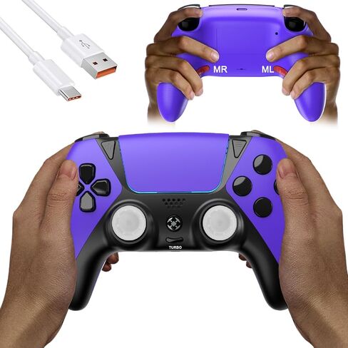 Kjetca Wireless لوحدة التحكم PS5 ، compatitle مع PlayStation 5 ، PS4 ، الكمبيوتر الشخصي ، مضادات الجبال العصي ، المجاذيف الخلفية ، توربو ، جيررو الهدف ، الشحن السريع من النوع C ، مقبس الصوت 3.5 ملم ، أرجواني in Saudi Arabia