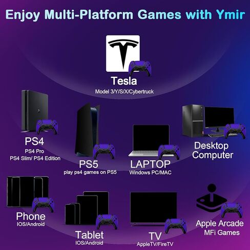 Kjetca Wireless لوحدة التحكم PS5 ، compatitle مع PlayStation 5 ، PS4 ، الكمبيوتر الشخصي ، مضادات الجبال العصي ، المجاذيف الخلفية ، توربو ، جيررو الهدف ، الشحن السريع من النوع C ، مقبس الصوت 3.5 ملم ، أرجواني in Saudi Arabia