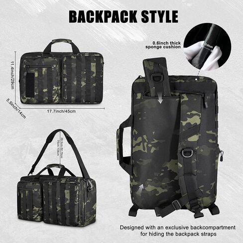 3 In 1 Tactical Laptop Bag for Men,Convertible Briefcase for 15.6 Inch Laptop Bag,Satchel Bag for Work/Travel/Business,Water resistant Shoulder Bag Nylon Messenger Backpack in Kuwait