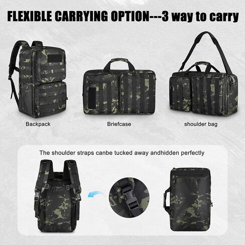 3 In 1 Tactical Laptop Bag for Men,Convertible Briefcase for 15.6 Inch Laptop Bag,Satchel Bag for Work/Travel/Business,Water resistant Shoulder Bag Nylon Messenger Backpack in Kuwait