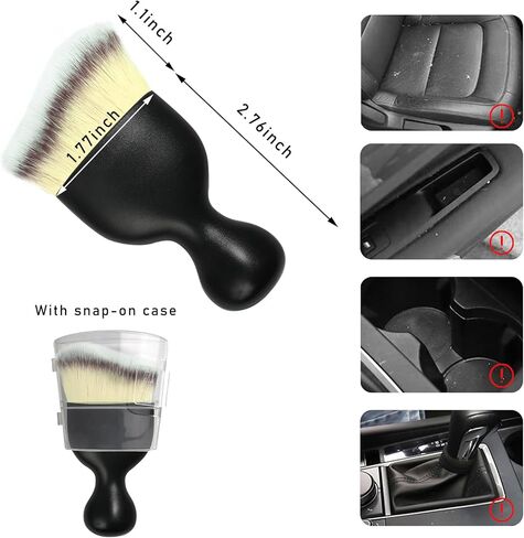 فرشاة غبار داخلية للسيارة من ديكنو، قطعتان، فرش ناعمة لتفصيل السيارات خالية من الخدوش، أداة تنظيف داخلية عالمية للسيارة للوحة قيادة السيارة، فتحات تهوية، جلد (بني وأسود) in Kuwait
