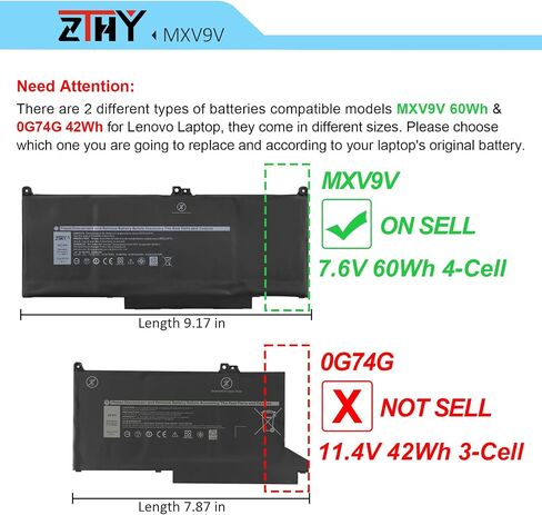 ZTHY MXV9V بطارية 60WH 4 خلايا بديل لـ Dell Latitude 5300 5310 7300 7400 ، Latitude 5300/5310 2-in-1 ، Inspiron 7300/7306 2-in-1 Black Series P96G P97G P99G P100G 5VC2M 829MX 0829MX D1XK9 in Saudi Arabia