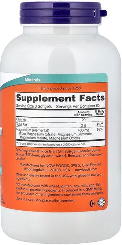 Magnesium Citrate Now Foods 180 Softgel in Saudi Arabia