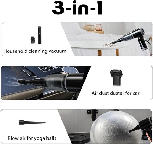 FLLA Cordless Vacuum Cleaner-Mini Air Duster, Portable Handheld Vacuum, 3 in1Dry Use for Car Keyboard,Dust Buster & Air Blower for Kitchen, 5500PA Suction,Inflate/Deflate Swim Ring in Kuwait