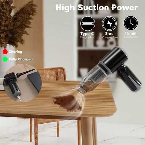 FLLA Cordless Vacuum Cleaner-Mini Air Duster, Portable Handheld Vacuum, 3 in1Dry Use for Car Keyboard,Dust Buster & Air Blower for Kitchen, 5500PA Suction,Inflate/Deflate Swim Ring in Kuwait