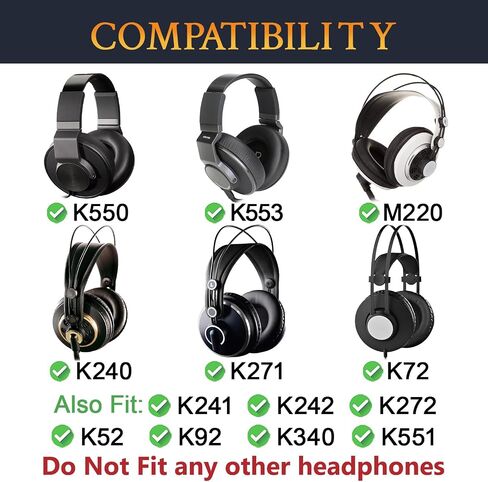 SOULWIT Mesh Fabric Earpads Replacement for AKG Pro Audio K52 K72 K92 M220 K240 K241 K242 K271 K272 K340 K550 K551 K553 S MKII MK2, Ear Pads Cushions with Noise Isolation Foam - Black in Saudi Arabia