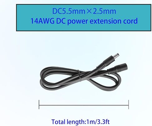 3.3ft DC5.5x2.5mm 19V 24V Male to Female Cable,14AWG Male to Female Extension Cable,12V Emergency Power DC5525 Connector,for CCTV camera,Solar Monitoring,LED Light Strips,Power Concentrator Box,3-Pack in Kuwait