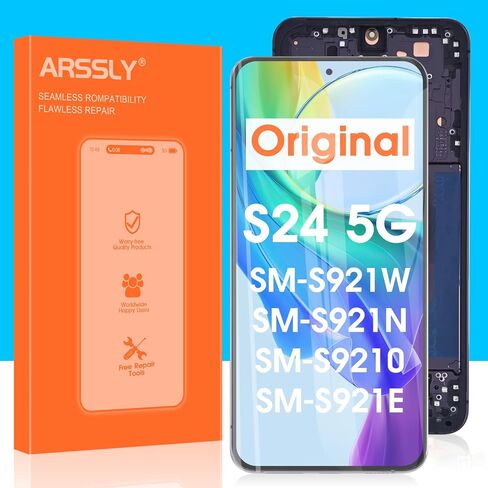 الأصلي لـ Samsung Galaxy S24 5G Screen Screen ، LCD لـ Samsung S24 Digitizer Touch Screen SM-S921B SM-S921U SM-S921W LCD Assembly مع إطار (إصدار الولايات المتحدة) (أسود) in Kuwait