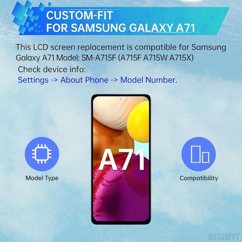 لاستبدال شاشة Samsung Galaxy A71 مع إطار شاشة LCD Displating Touch Digitizer التجميع الكامل وزر الجانبي أدوات أذن أذن MOTER MOTOR MOTION ATM SM-A715F (A715F A715W A715X) in Saudi Arabia