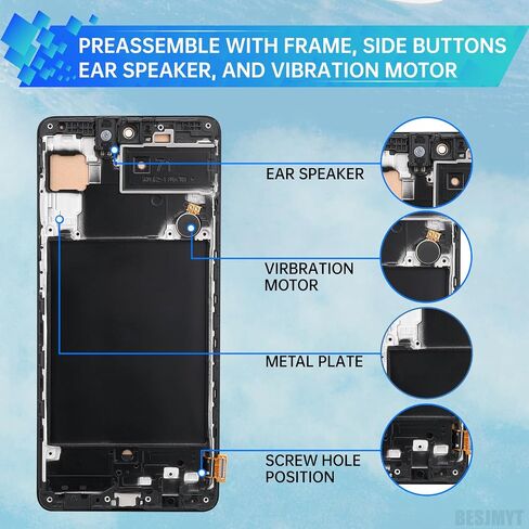لاستبدال شاشة Samsung Galaxy A71 مع إطار شاشة LCD Displating Touch Digitizer التجميع الكامل وزر الجانبي أدوات أذن أذن MOTER MOTOR MOTION ATM SM-A715F (A715F A715W A715X) in Saudi Arabia