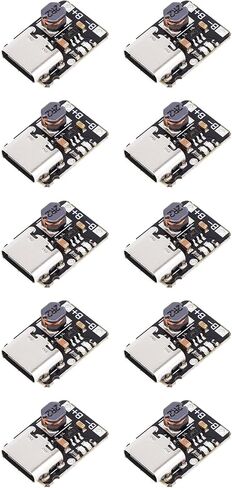 10pcs USB Type C تفريغ الشحن الوحدة النمطية المتكاملة 3.7V 4.2V لبطارية ليثيوم 18650 مع وحدة حماية إمدادات الطاقة في دفعة الشحن ومؤشرات شحن LED 1A 5V in Saudi Arabia