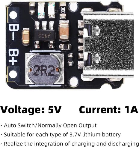 10pcs USB Type C تفريغ الشحن الوحدة النمطية المتكاملة 3.7V 4.2V لبطارية ليثيوم 18650 مع وحدة حماية إمدادات الطاقة في دفعة الشحن ومؤشرات شحن LED 1A 5V in Saudi Arabia