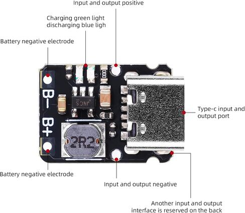 10pcs USB Type C تفريغ الشحن الوحدة النمطية المتكاملة 3.7V 4.2V لبطارية ليثيوم 18650 مع وحدة حماية إمدادات الطاقة في دفعة الشحن ومؤشرات شحن LED 1A 5V in Saudi Arabia