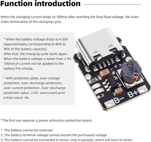 10pcs USB Type C تفريغ الشحن الوحدة النمطية المتكاملة 3.7V 4.2V لبطارية ليثيوم 18650 مع وحدة حماية إمدادات الطاقة في دفعة الشحن ومؤشرات شحن LED 1A 5V in Saudi Arabia
