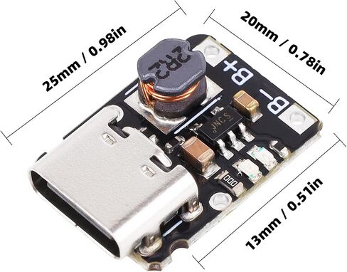 10pcs USB Type C تفريغ الشحن الوحدة النمطية المتكاملة 3.7V 4.2V لبطارية ليثيوم 18650 مع وحدة حماية إمدادات الطاقة في دفعة الشحن ومؤشرات شحن LED 1A 5V in Saudi Arabia