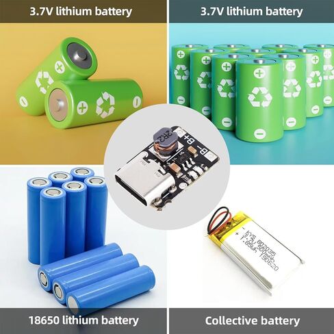 10pcs USB Type C تفريغ الشحن الوحدة النمطية المتكاملة 3.7V 4.2V لبطارية ليثيوم 18650 مع وحدة حماية إمدادات الطاقة في دفعة الشحن ومؤشرات شحن LED 1A 5V in Saudi Arabia